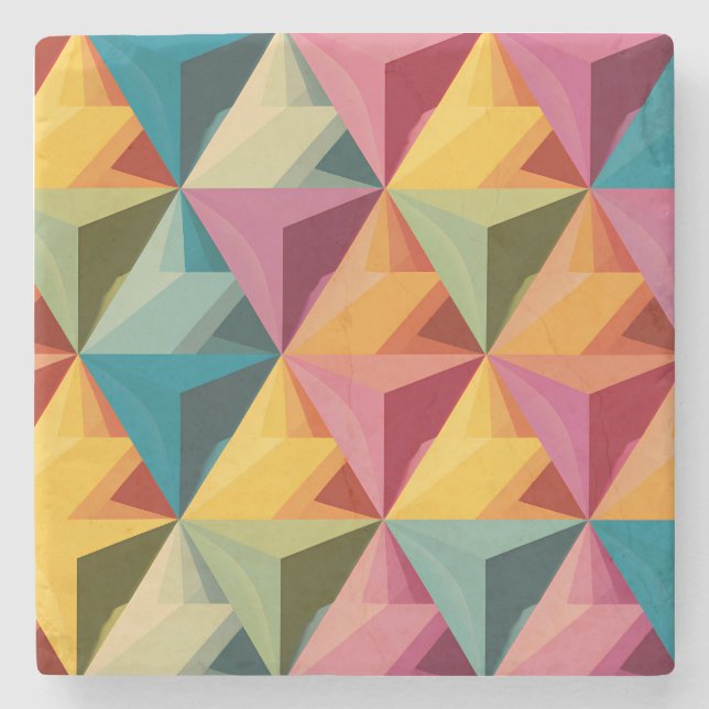 Kühnes geometrisches Dreiecksmuster  Steinuntersetzer (Vorderseite)