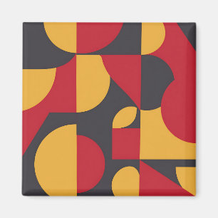 Kühnes geometrisches Muster in Rot, Gelb und Grau Magnet