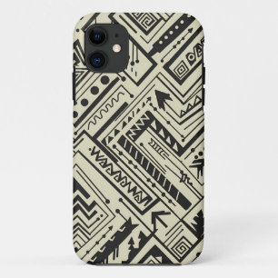 Kühnes, geometrisches Stammesmuster – Schwarz und Case-Mate iPhone Hülle