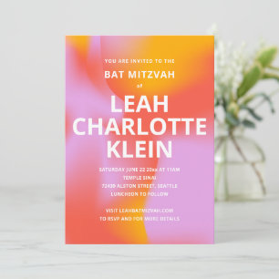 Kühnes Gradient Lavendel Orange Bat Mitzvah Einladung