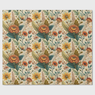 Kühnes Herbst-Wildblumen- und Blattbouquet Geschenkpapier