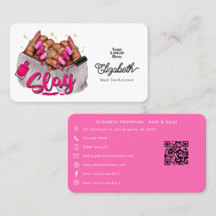 Kühnes Hot-Pink Afroamerikanisches Salon-Branding Visitenkarte