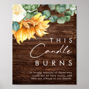 Kühnes Land Sonnenblume   Holz Diese Kerze brennt Poster