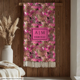 Kühnes Magenta Wasserfarbe Leopard Custom Decke