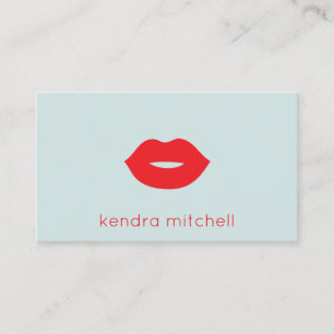 Kühnes Minimalistisches Rotes Lippen Logo Makeup A Visitenkarte