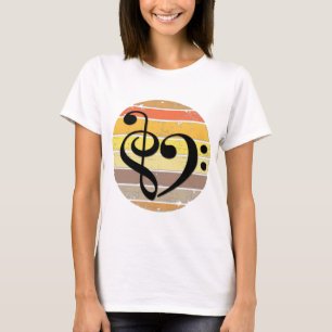 Kühnes musikalisches Herz über retro Sonnenunterga T-Shirt