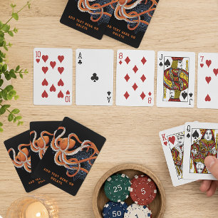 Kühnes Orange faszinierender Oktopus-Mandala Spielkarten