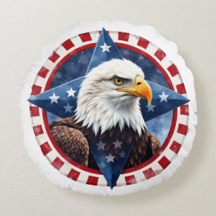 Kühnes patriotisches Adler-Emblem Rundes Kissen
