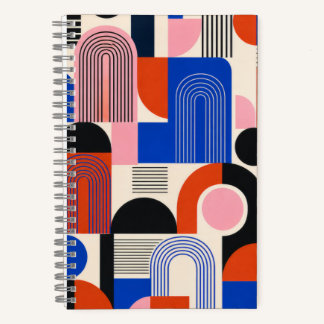 Kühnes Retro-Geometrisches-Bogen-Muster-Notizbuch Notizbuch