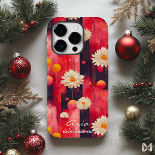 Kühnes rotes Blumenmuster mit Namenszitat Case-Mate iPhone 14 Pro Hülle