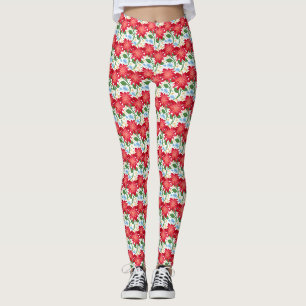 Kühnes rotes florales nahtloses Muster Farbenfro Leggings