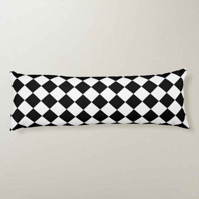 Kühnes Schwarz-Weiß-Chevron-Muster Klassisch Seitenschläferkissen (Rückseite)