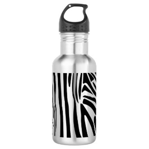 Kühnes Schwarz-Weiß-Zebramuster Edelstahlflasche