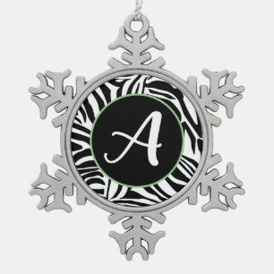 Kühnes Schwarz-Weiß-Zebramuster Schneeflocken Zinn-Ornament