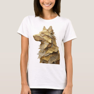 Kühnes Silber GOLDENER WOLF Modernes Design T-Shirt