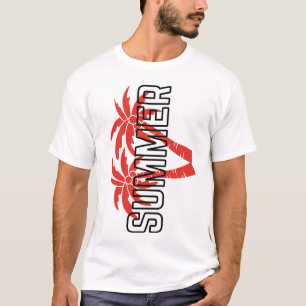 Kühnes Sommer Grafik T-Shirt Rot tropisch