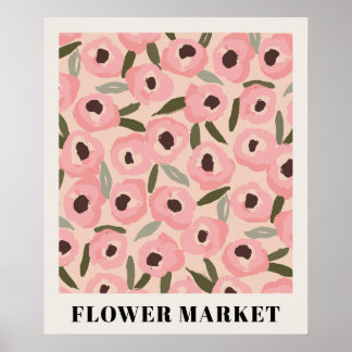 Kühnes, tintenfleckiges Blumenmuster | Handgezeich Poster