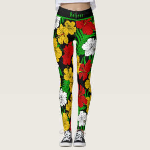 Kühnes tropisches Hibiskus-Blumenmuster  Leggings