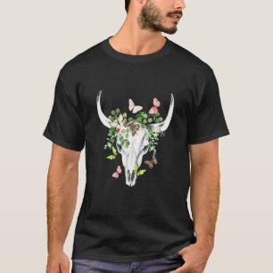 Kuhschädel Blumen Anatomie Mit Floral Cute T-Shirt