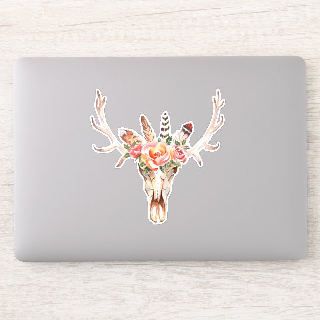 Kuhschädel Country Hütte Laptop Cutout Vinyl Aufkleber (Computer)