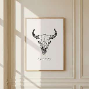 Kuhschädel Lang lebe Cowboys Western Wild West Wan Poster