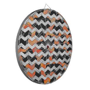 Kuhschwarz und orange Zickzack Dartscheibe