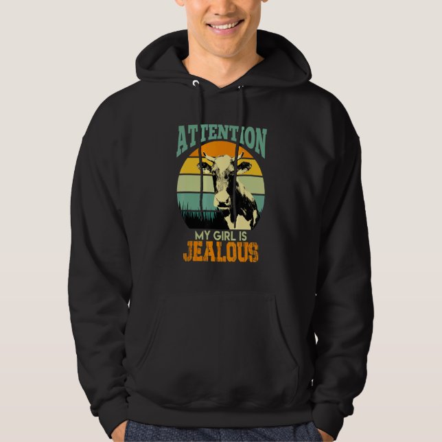 Kuhstall Kuh Bauer Sprichwort Girl ist eifersungen Hoodie (Vorderseite)