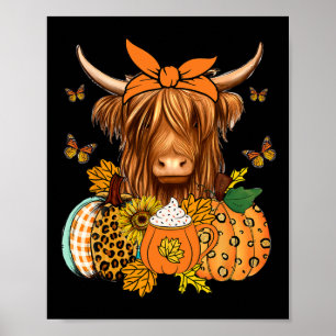 Kuhstall und Blätter Pumpkins Herbst Erntedank Poster
