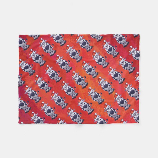 Kuhweihweihnachtszeit auf Red Feild Fleecedecke (Vorderseite (Horizontal))