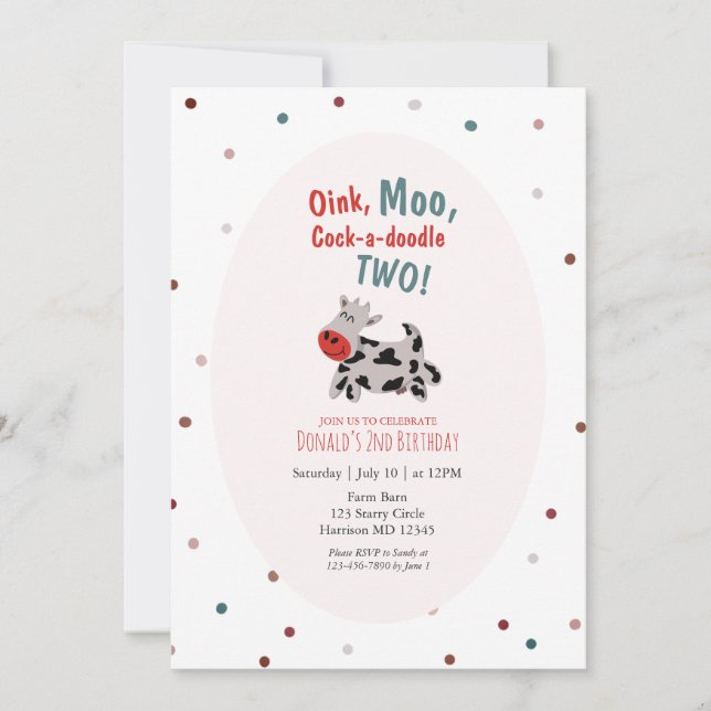 Kuhzucht Zweiten Geburtstag Einladung (Vorderseite)