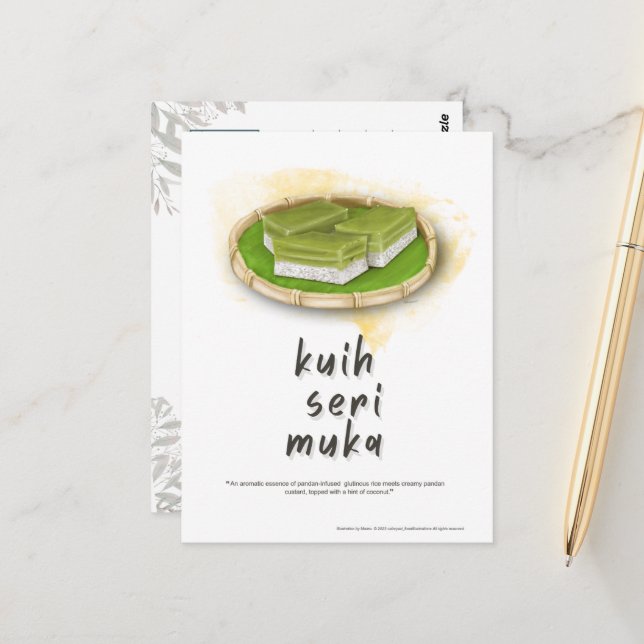 Kuih Seri Muka Malaysia Postcard Postkarte (Vorderseite/Rückseite Beispiel)