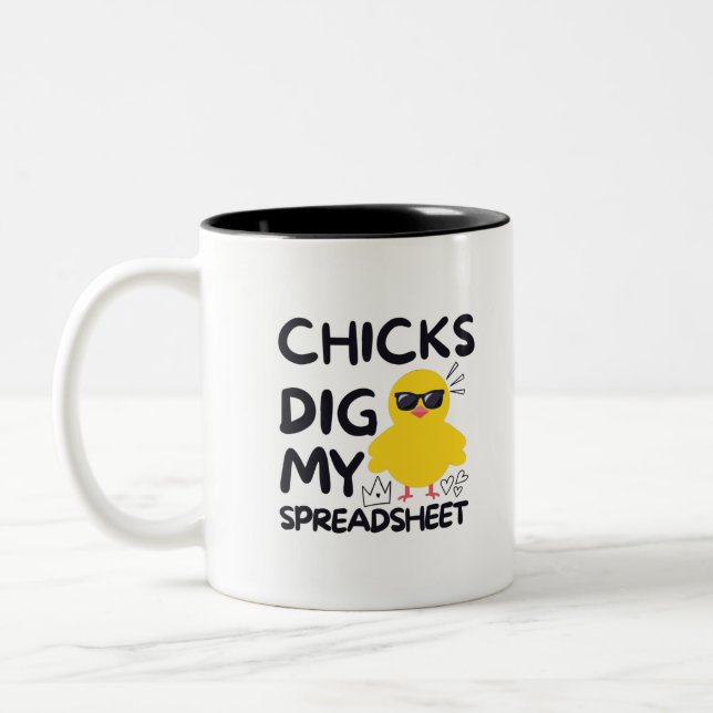 Küken graben meine Spreadsheet-Zwei-Tone-Kaffee-Ta Zweifarbige Tasse (Links)