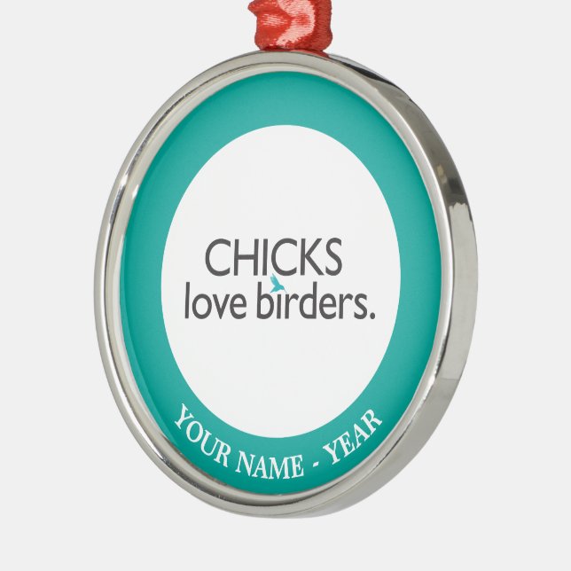 Küken-Liebe-Vogelbeobachter Ornament Aus Metall (Links)