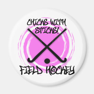 Küken mit Stöcken - Feld-Hockey Magnet