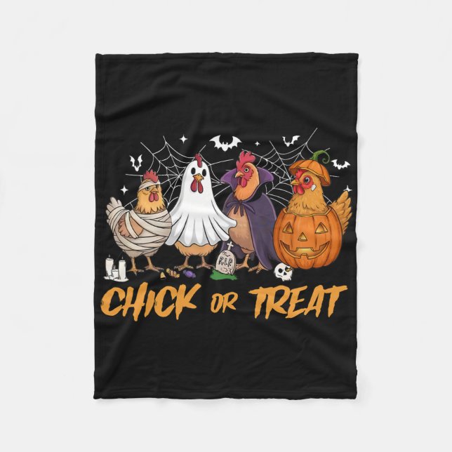 Küken oder Behandle Lustiges Huhn Kürbis Geist Gru Fleecedecke (Vorderseite)