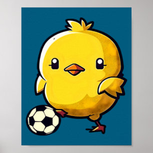 Küken spielt Fußball Ostern  Poster