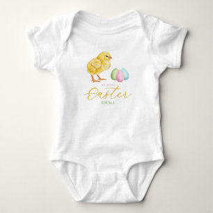 Küken und Pastellosterhasen mit Namen Baby's 1. Os Baby Strampler