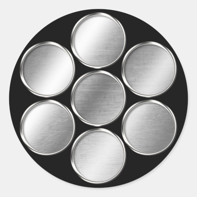 Kuki Clan Kamon Silver Chrome Runder Aufkleber (Vorderseite)