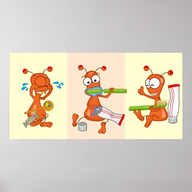 Kukie und Zahnbürsten Poster (Vorne)