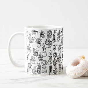 Kukteen in Töpfen Süßes Muster Schwarz & Weiß Kaffeetasse