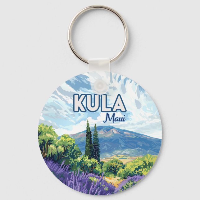 Kula Maui Haleakala Hawaii Lavender Retro Schlüsselanhänger (Vorderseite)