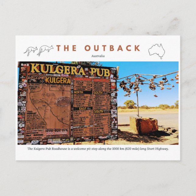 Kulgera Roadhouse Sign Postkarte (Vorderseite)