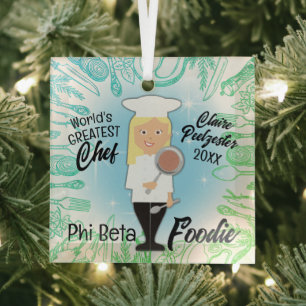 Kulinarische Absolventin Blond Koch Weihnachtsbaum Ornament Aus Glas