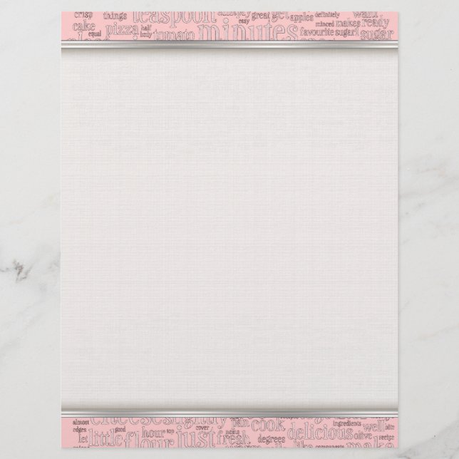kulinarische Begriffe Word Cloud Writing Paper (Vorderseite)