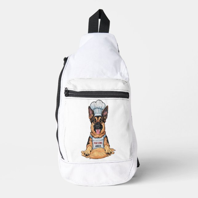 Kulinarische Kanine: Baker German Shepard with Loa Crossbody Bag (Vorderseite)