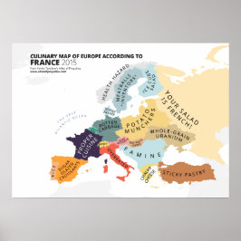 Kulinarische Karte Europas Nach Frankreich Poster