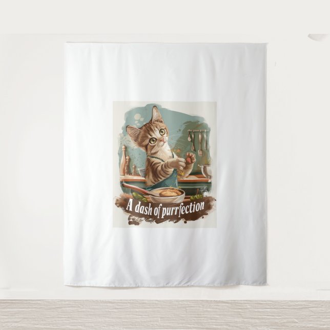 Kulinarischer Cat Koch Wandteppich (Vorderseite)