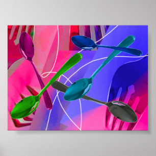 Kulinarisches Art Design Farbige Besteck Poster