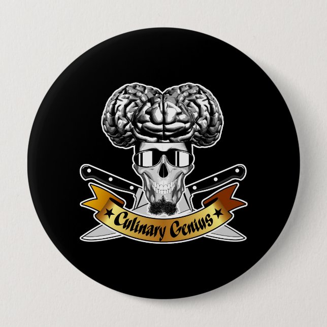 Kulinarisches Genie: Koch Skull Button (Vorderseite)