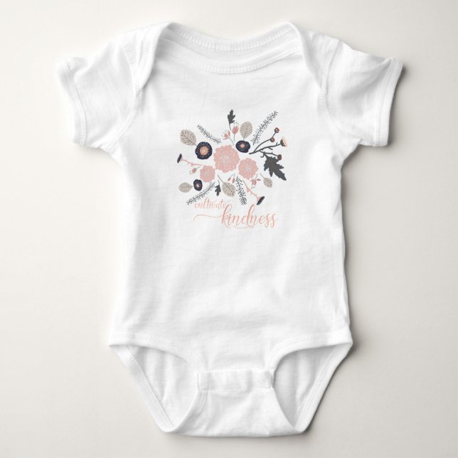Kultivieren von freundlichen rosa grauen Blume Baby Strampler (Vorderseite)